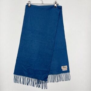 Allens of Harrogate Blue 100% Cashmere Scarf with Fringe Quiet Luxury